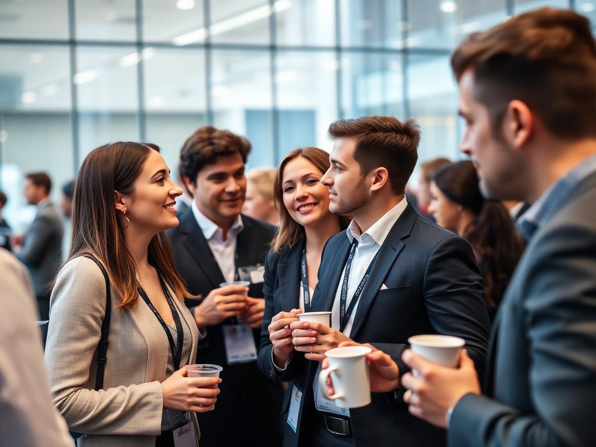 Business professionals networking at a corporate event